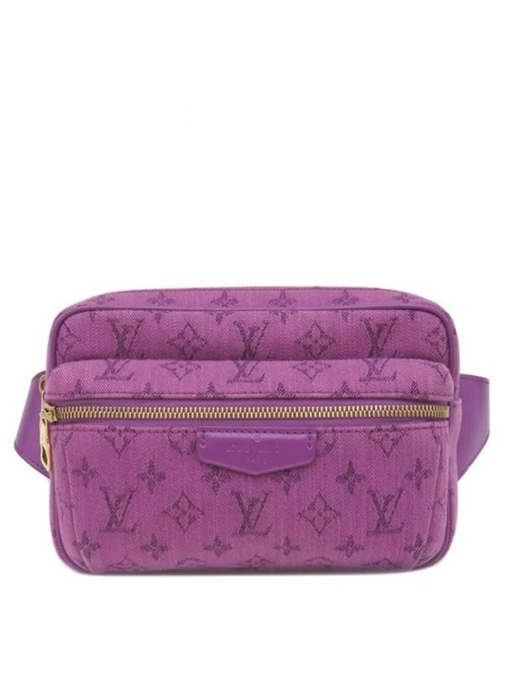 Louis Vuitton Waist Bag Outdoor Monogram Denim Leather Violet Gold Purple